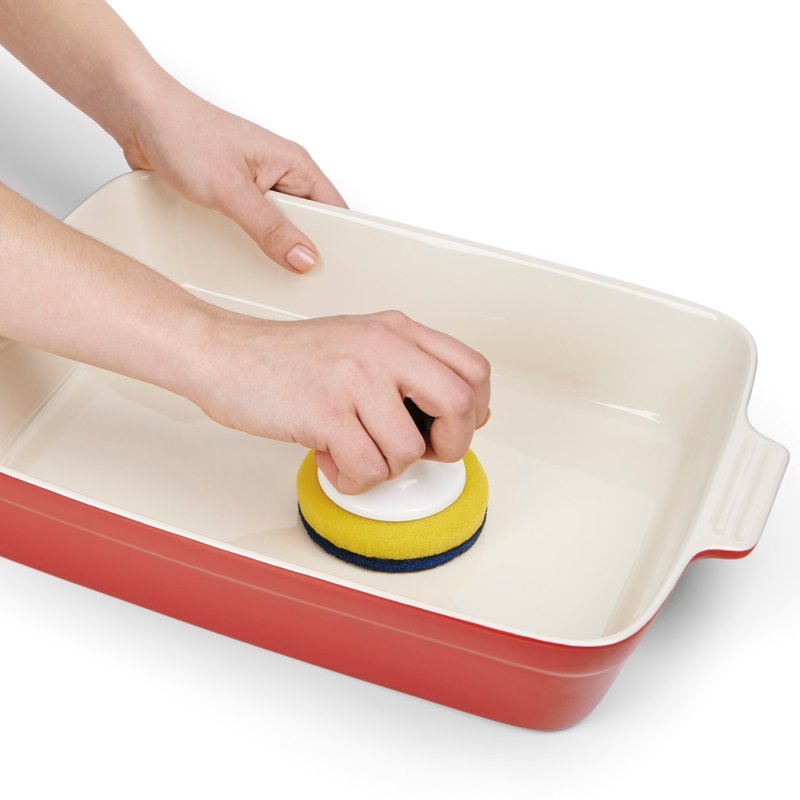 停产-OXO 好好握不沾锅双层菜瓜布(附晾盘) - 碗盘清洁 - 塑料 白色