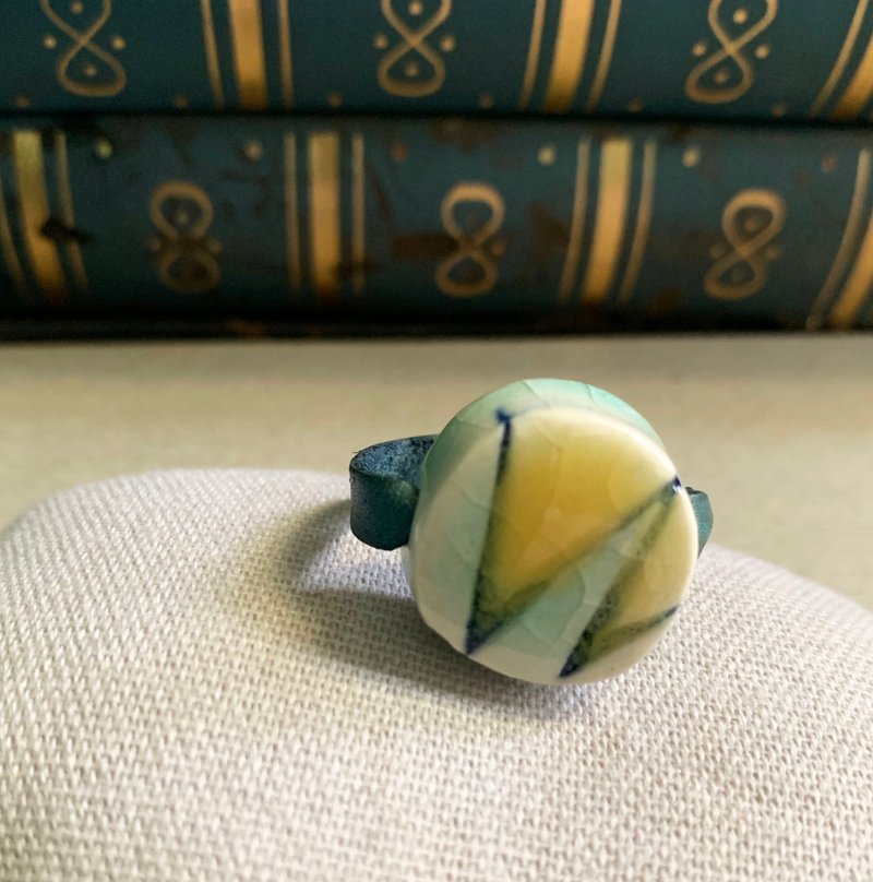 戒指 日本白瓷 自然釉色 无限看不腻色调 真皮革 艺术等级 - 戒指 - 瓷 