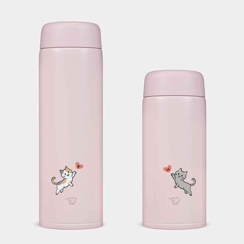 【定制化礼物】猫咪 爱心 定制化字母 日本象印保温瓶 喵星人 047 - 保温瓶/保温杯 - 不锈钢 黑色