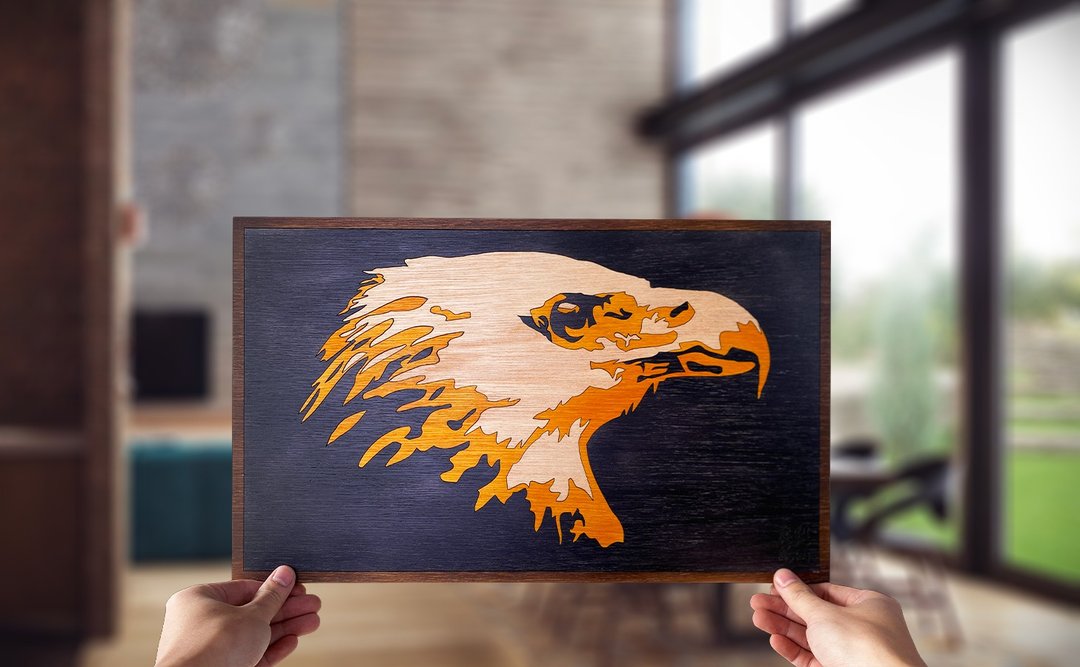 【 手工木制画 】白头鹰 【 限量 】 - 海报/装饰画/版画 - 木头 橘色