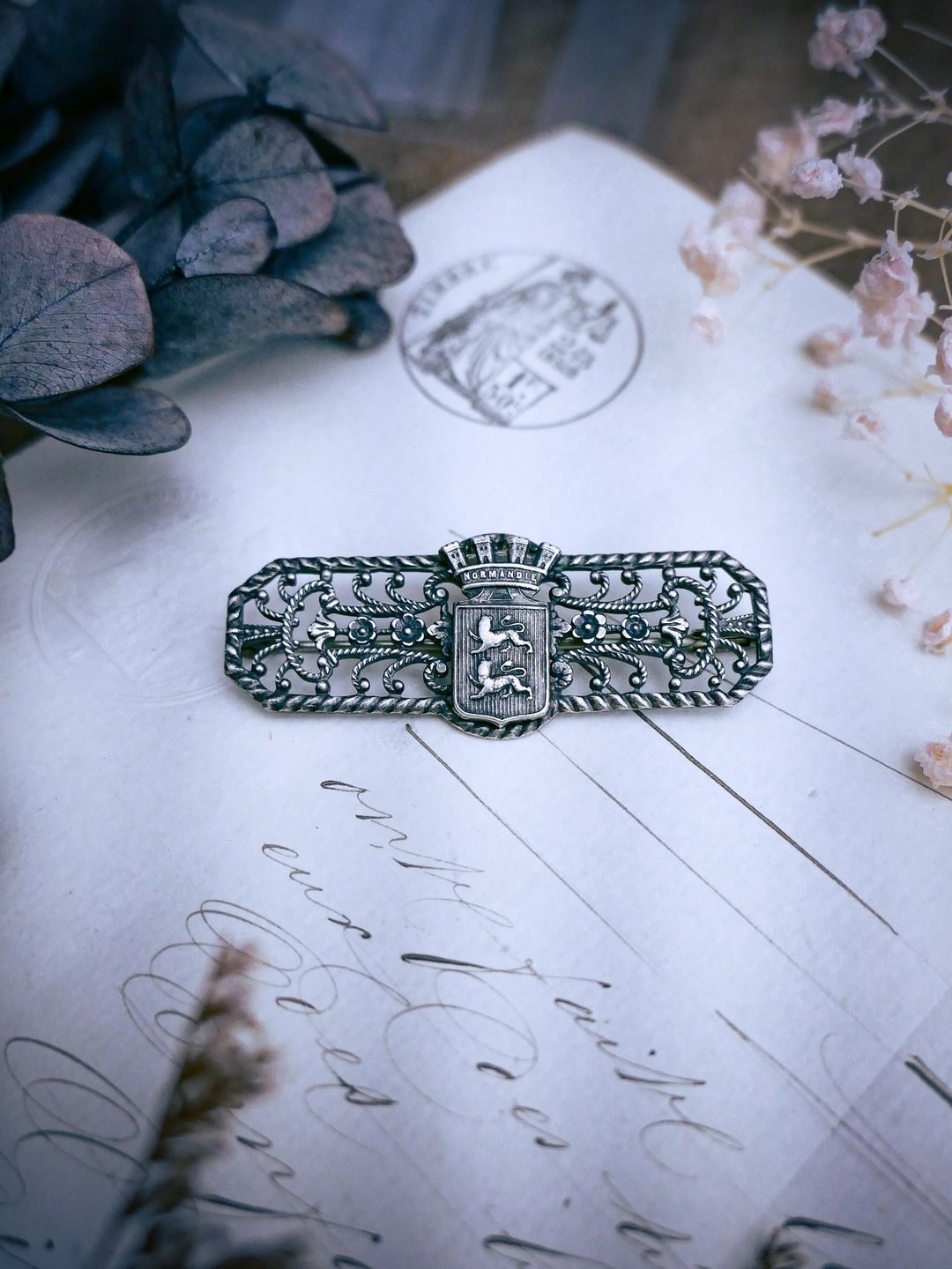 法国诺曼第地区双狮子古董胸针—欧洲古董首饰 Vintage Jewelry - 胸针 - 其他金属 