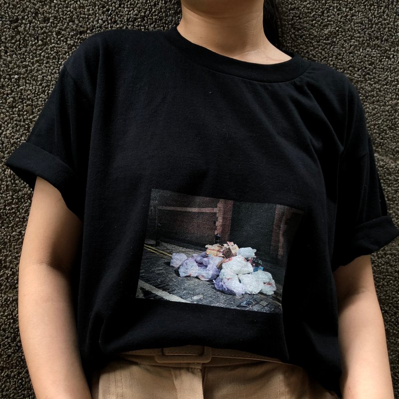 garbage/t-shirt 上衣 - 女装 T 恤 - 棉．麻 黑色