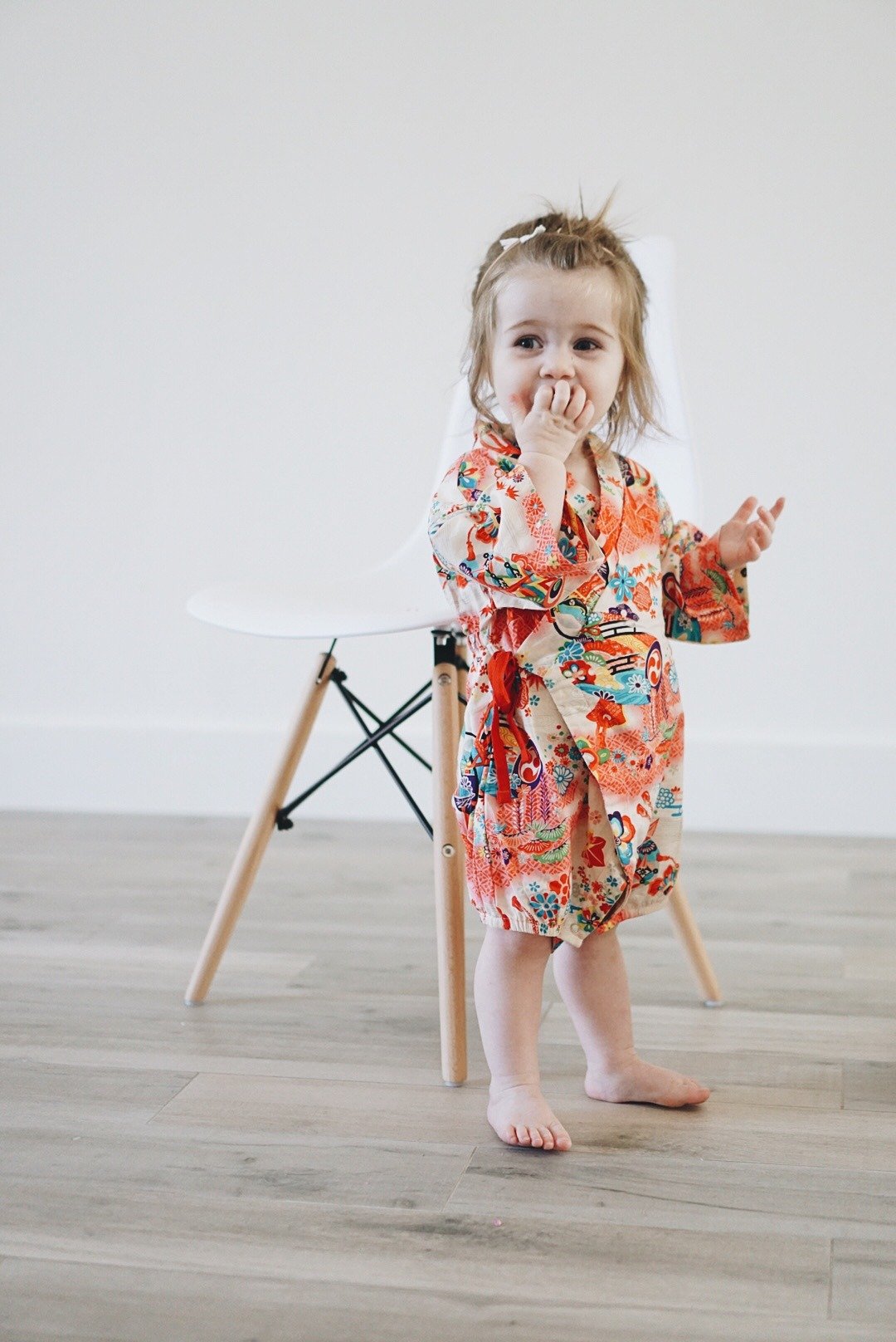 Cute Japanese Cotton Kimono Baby Girl Onesie Romper Hiroko - 其他 - 棉 粉红色