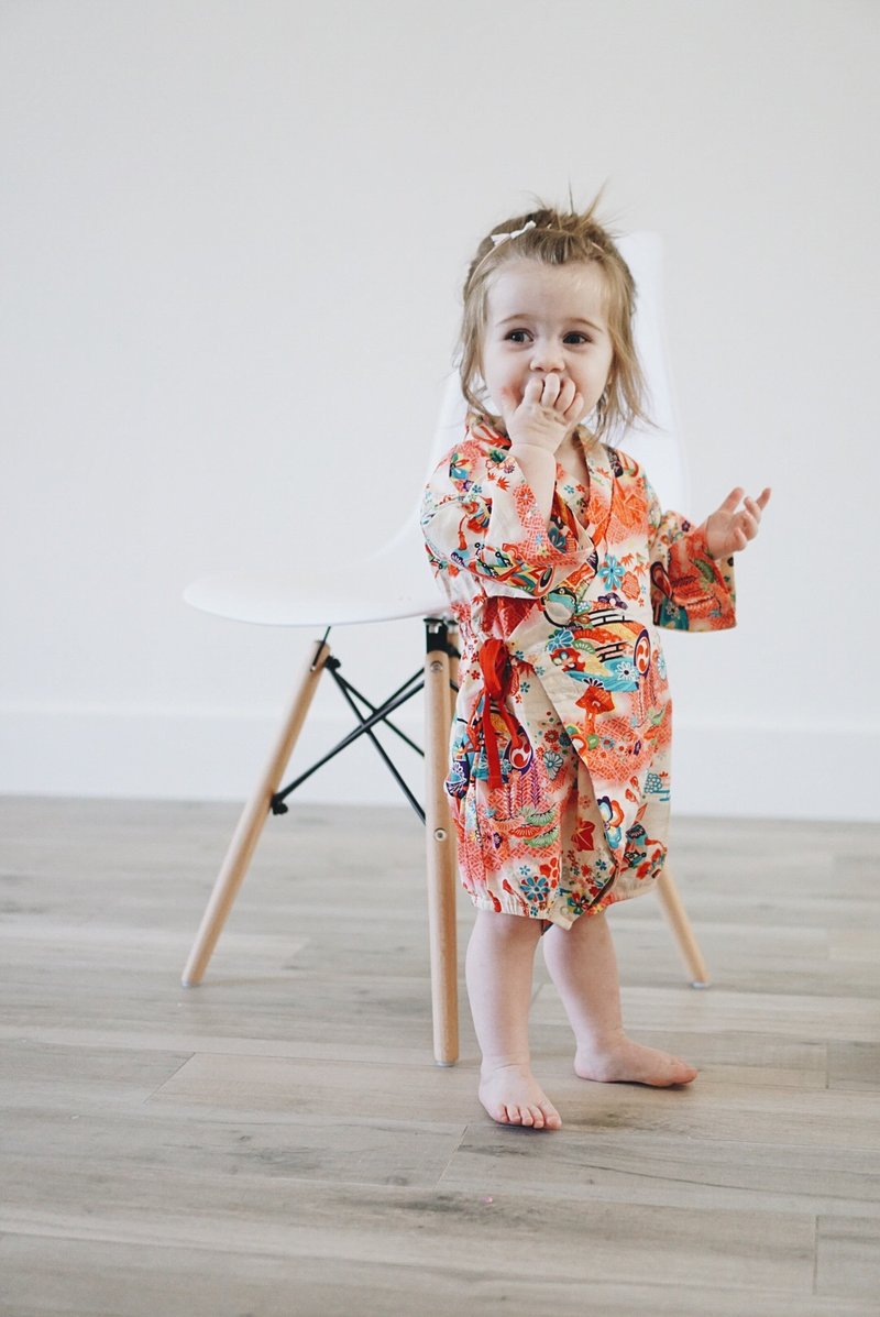 Cute Japanese Cotton Kimono Baby Girl Onesie Romper Hiroko - 其他 - 棉．麻 粉红色