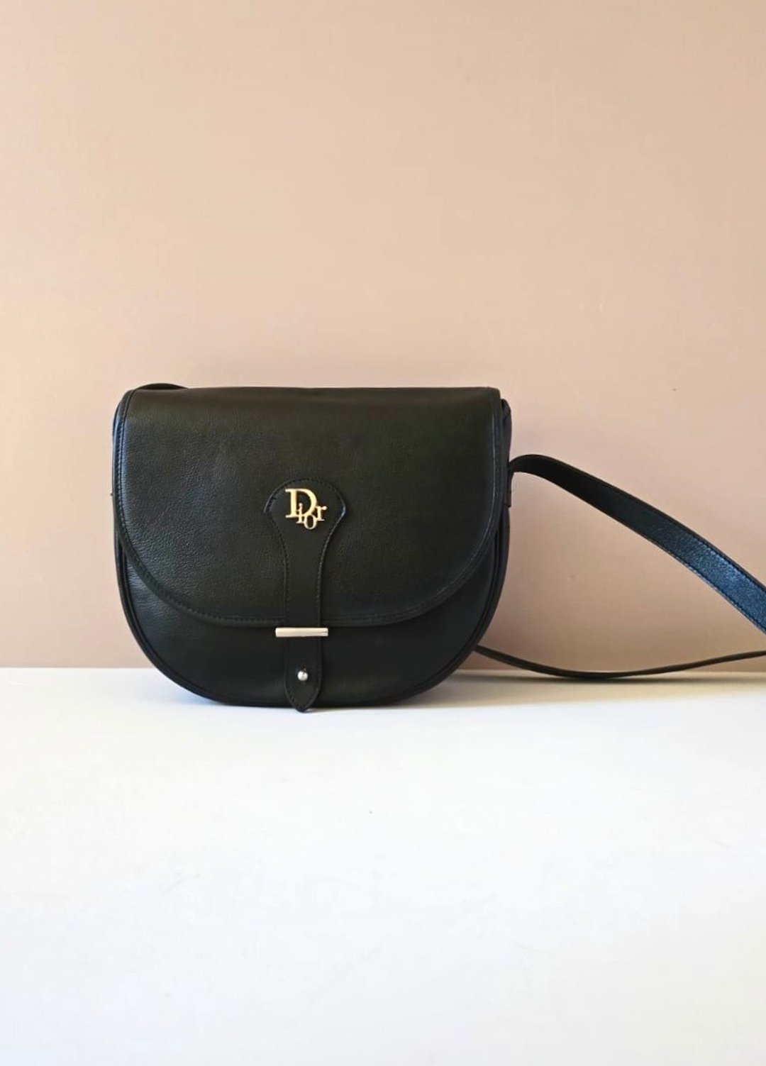 中古二手包 Dior Bobby 黑金色马鞍包 单肩包 侧背包 斜背包 手袋 - 侧背包/斜挎包 - 真皮 