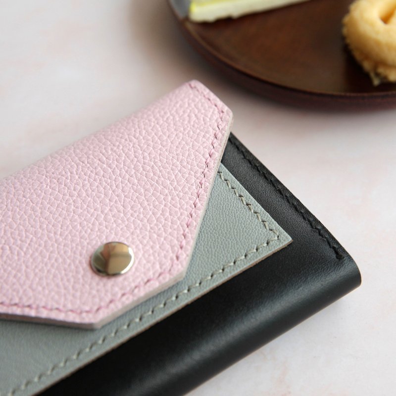 手作零钱袋短夹 拼色信封钱包 散纸袋银包 女式皮夹 定制刻字礼物 - 皮夹/钱包 - 真皮 