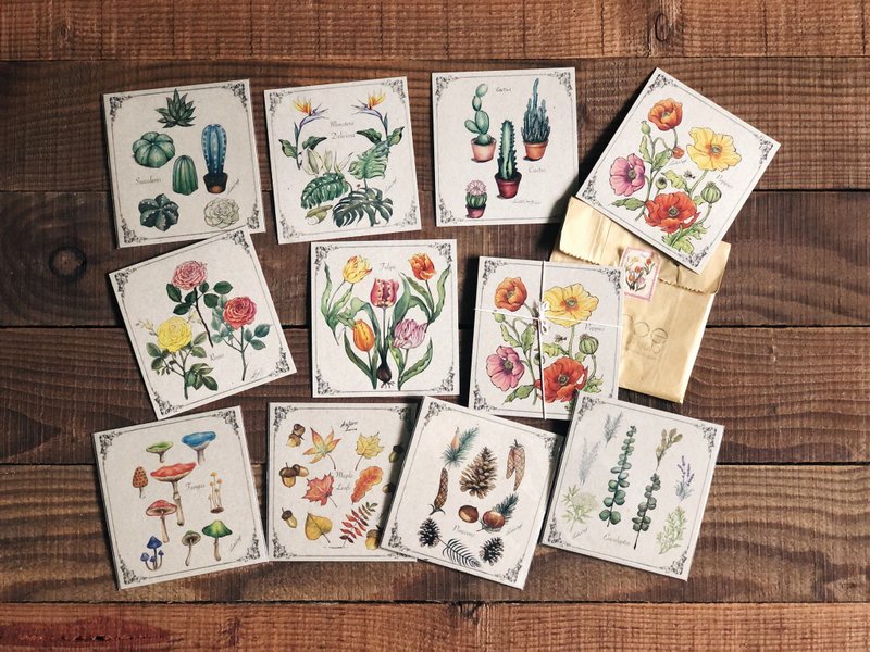 四季植物套卡10入 - 卡片/明信片 - 纸 