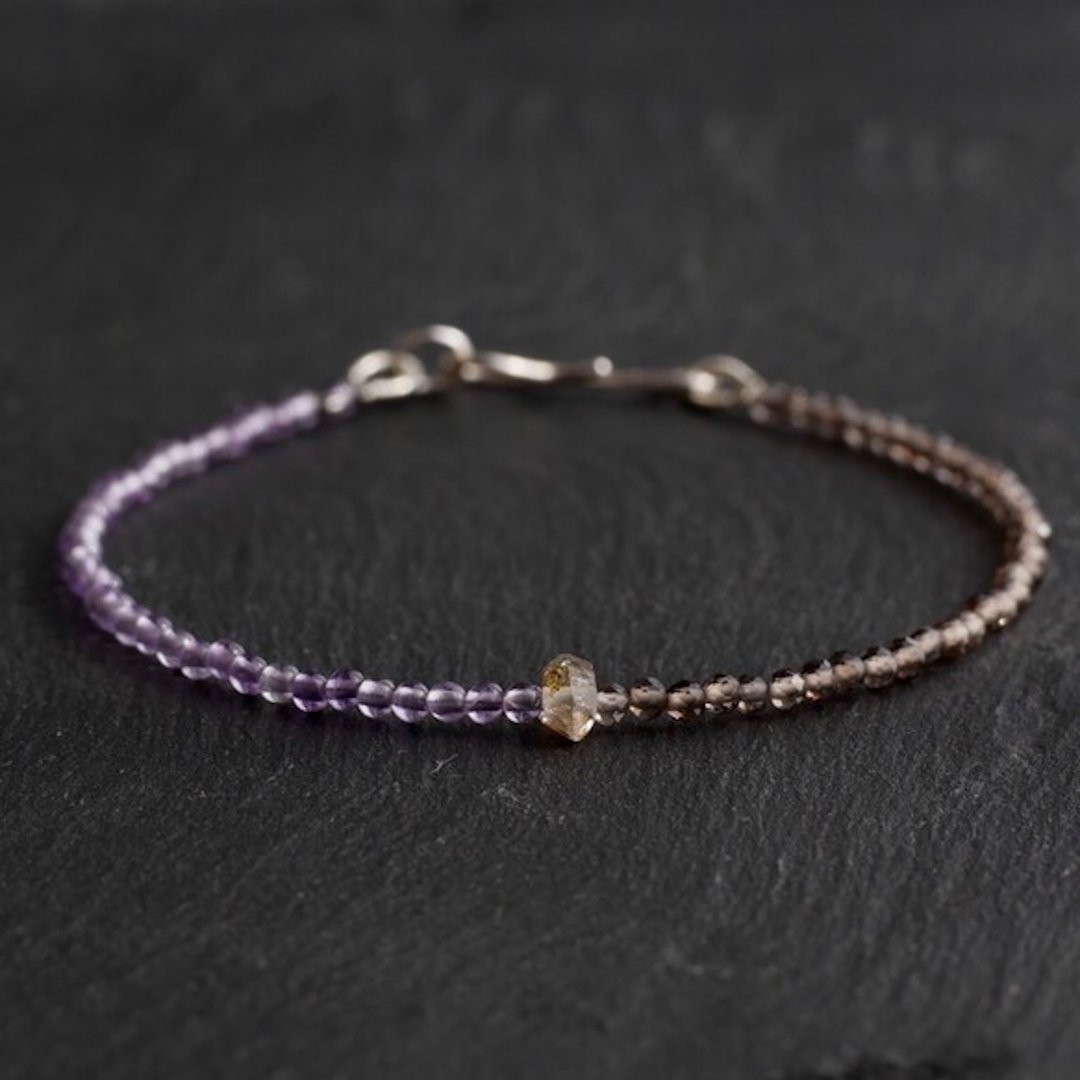 Oil in Quartz& Amethyst,Smoky Quartz Bracelet - 手链/手环 - 宝石 紫色