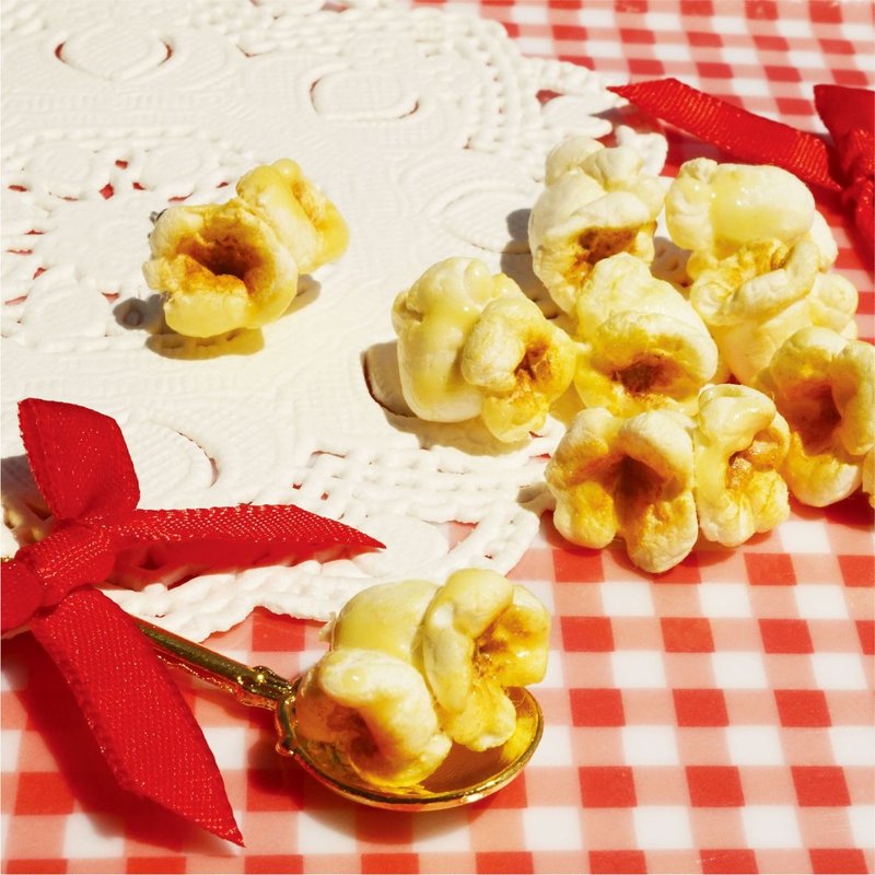 手工爆米花耳环((医疗防过敏耳针)) - 耳环/耳夹 - 其他材质 白色