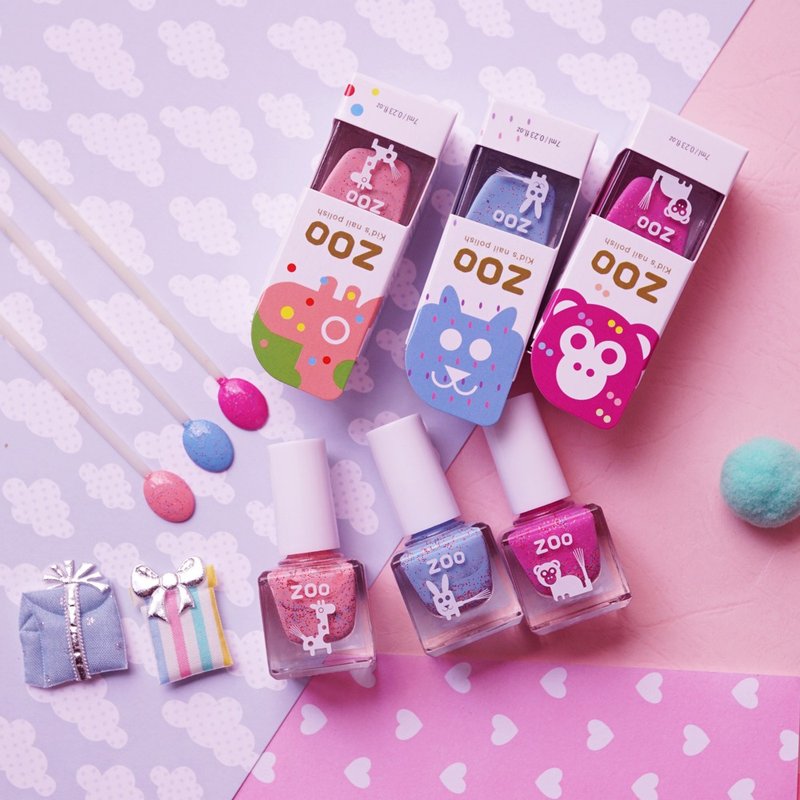 跳跳糖马卡龙 三件组 | ZOOㄖㄨˋ儿童抛弃式指甲油无毒可撕 - 指甲油/指甲贴 - 颜料 