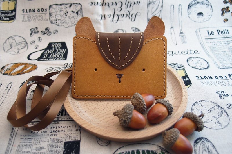 森林小伙伴 / 松鼠 / 皮革证件吊牌 - 证件套/卡套 - 真皮 橘色