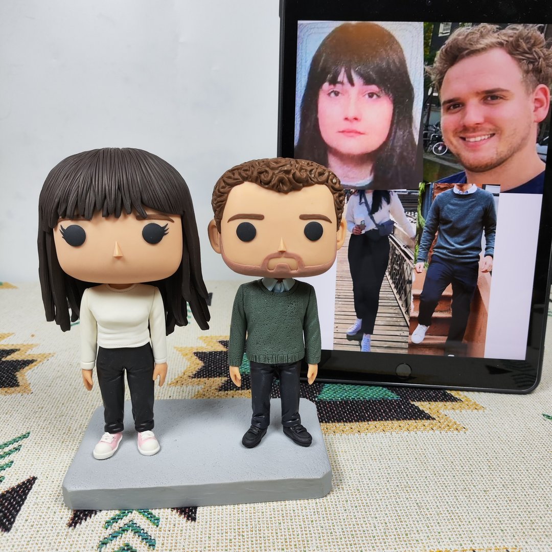 纯手工定制美国Funko Pop 自画像公仔情侣父母夫妻结婚周年礼物 - 玩偶/公仔 - 粘土 多色