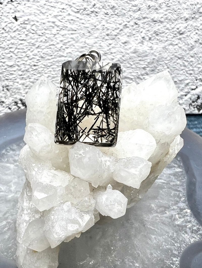 【莫名奇妙杂货店】精品 黑发晶 S925银手工包边款 - 项链 - 纯银 黑色