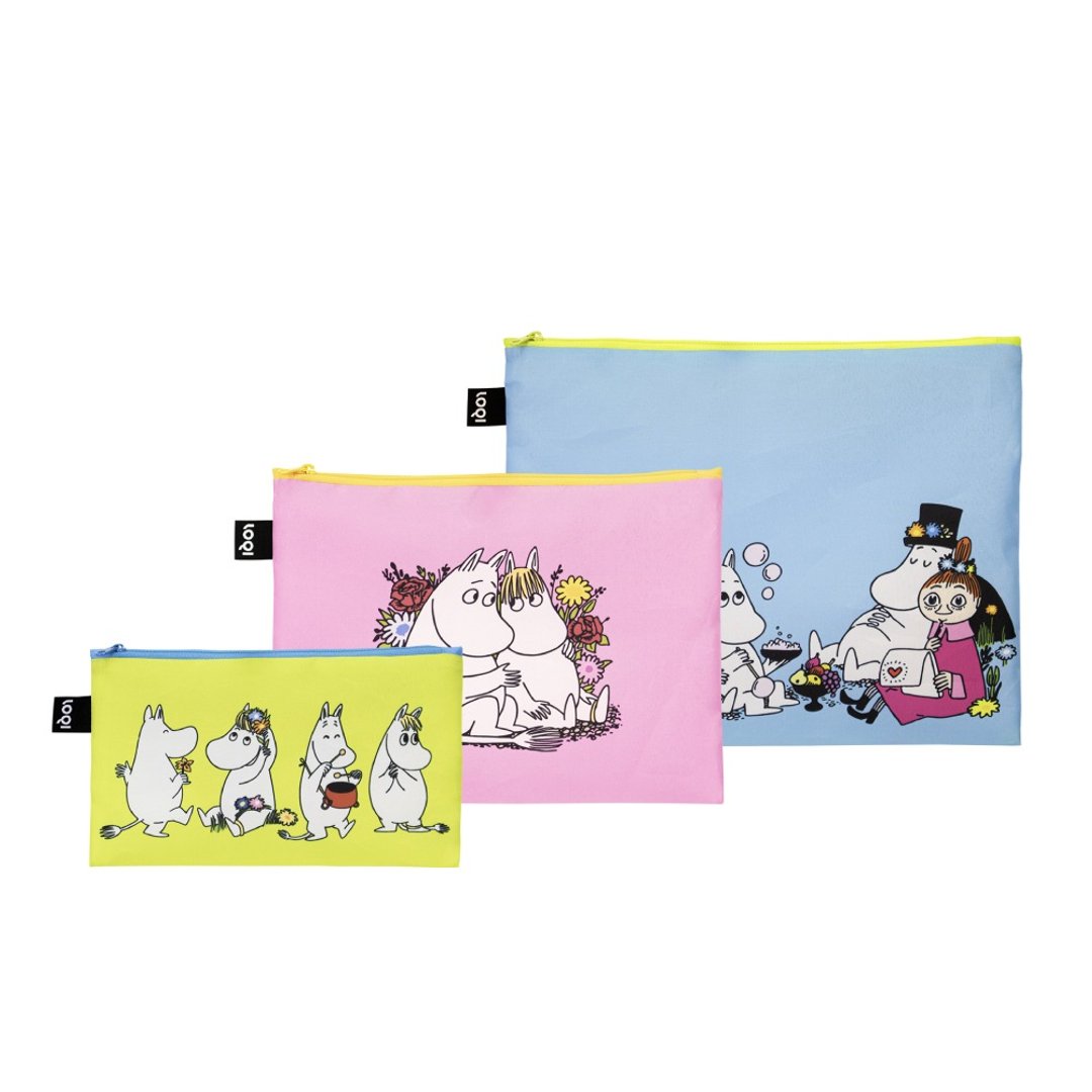 LOQI 环保材质三入收纳组- MOOMIN野餐 - 化妆包/杂物包 - 聚酯纤维 多色