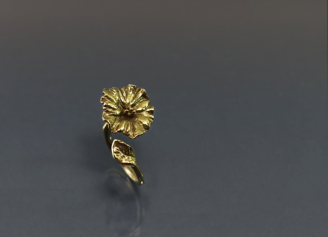 花系列-扶桑花开口黄铜戒 - 戒指 - 其他金属 绿色