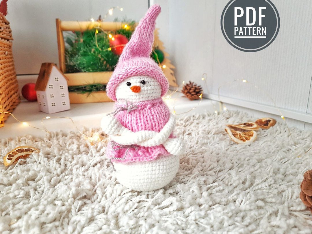 Amigurumi Christmas Snowman crochet pattern. snowman doll crochet pattern - 线上课程/教学影片 - 其他材质 