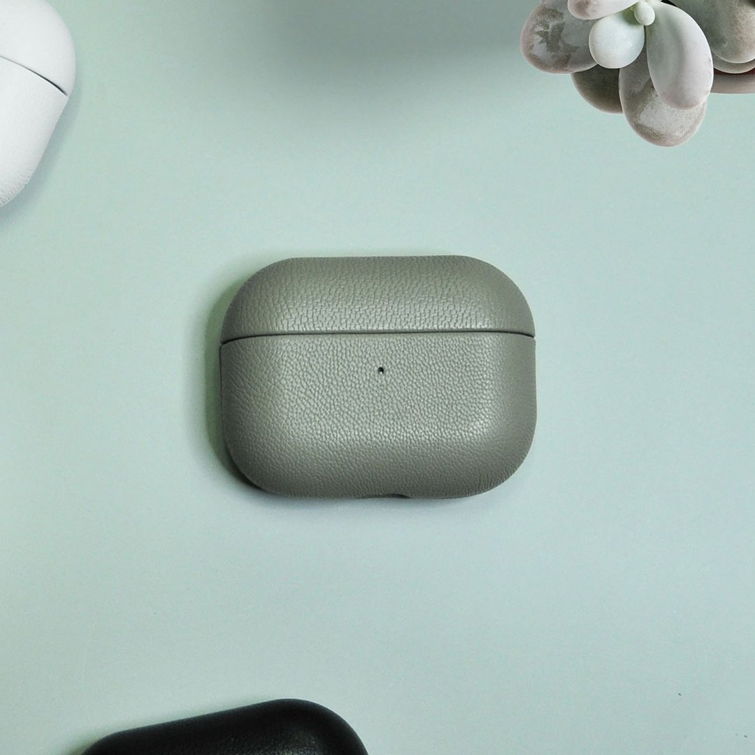 AirPods 3/4/Pro/Pro2 真皮 耳机保护壳 Paris Grey 巴黎灰 刻字 - 耳机 - 真皮 灰色