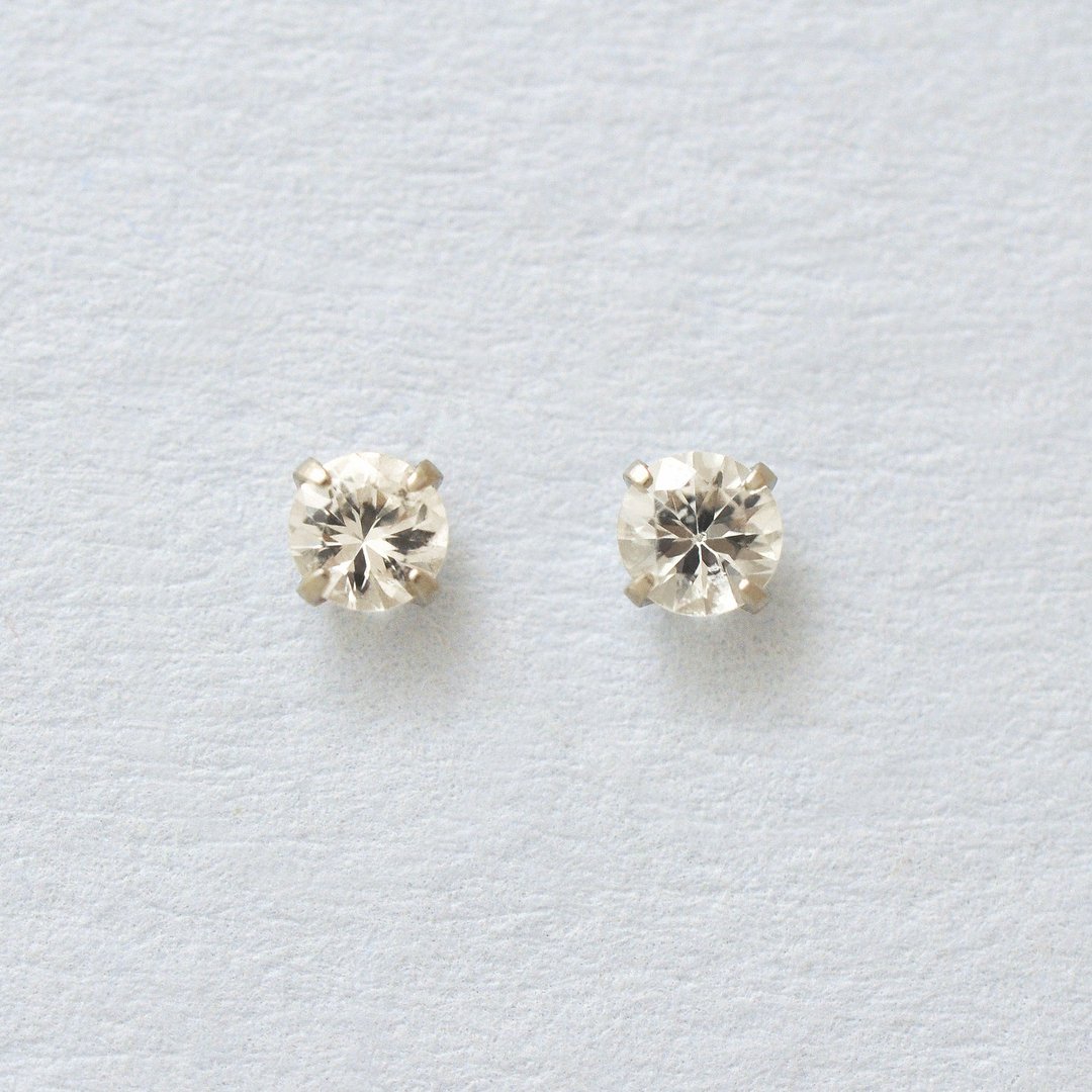 【Second Earrings】 铂金白蓝宝石耳环 - 耳环/耳夹 - 贵金属 