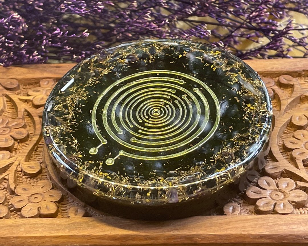 MWO 线圈奥刚杯垫 | 能量充电盘 | 负能量转化 - 摆饰 - 水晶 金色