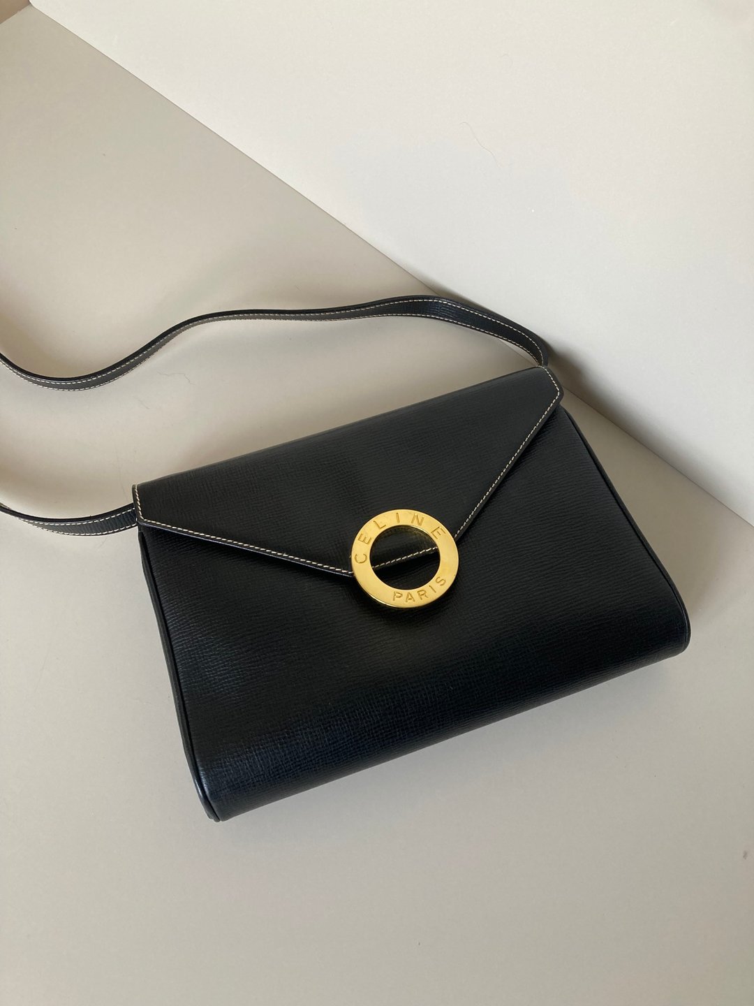 【特选货品】中古二手Celine金环黑色单肩手袋斜侧背背信封小包 - 侧背包/斜挎包 - 真皮 黑色
