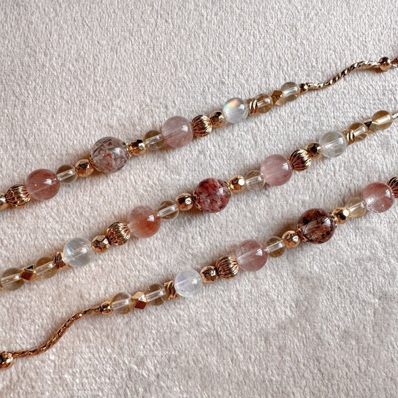 花幽灵发晶 粉紫兔毛 马岛月光 黄水晶 | 招财招贵人 | 手链 - 手链/手环 - 宝石 多色