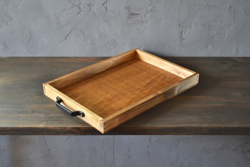 0310mito 日本产桧木咖啡托盘 L尺寸 黑色铁制把手 - 其他家具 - 木头 咖啡色