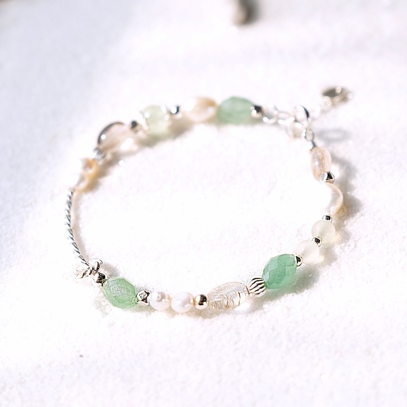 青苹冰沙 925纯银手链。绿东陵 葡萄石。招财事业 情绪舒压 - 手链/手环 - 水晶 绿色