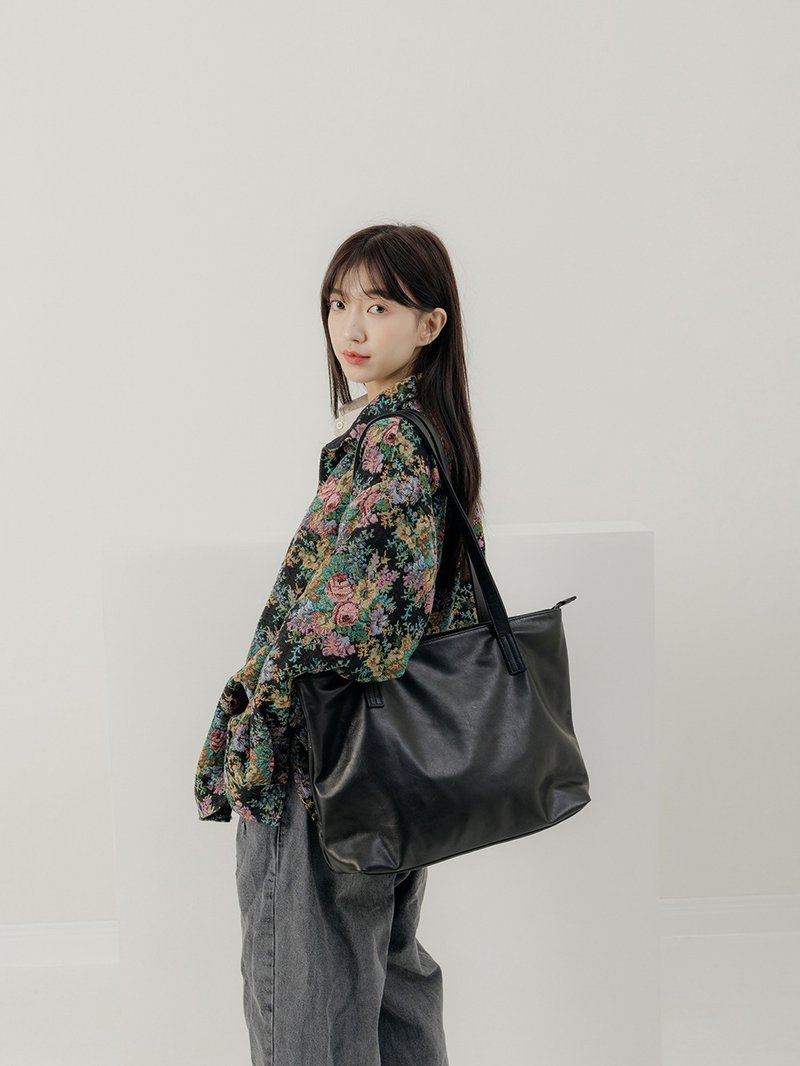 supportingrole 真皮轮廓简约利落长背带托特包 黑 - 手提包/手提袋 - 真皮 黑色