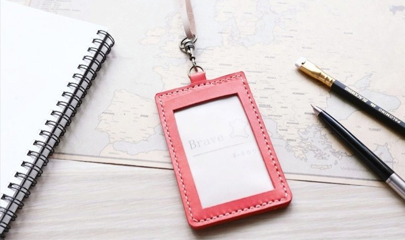 欧洲牛皮证件套 识别证 酒红色 附挂绳 直/横式 免费刻字包装 - 证件套/卡套 - 真皮 红色