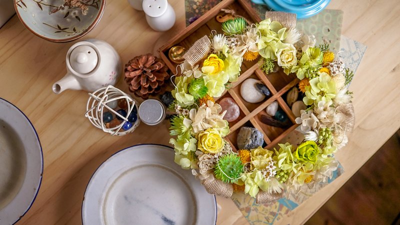 【苹绿·永生花】 不凋花 X 花圈 X 摆饰 - 植栽/盆栽 - 植物．花 绿色