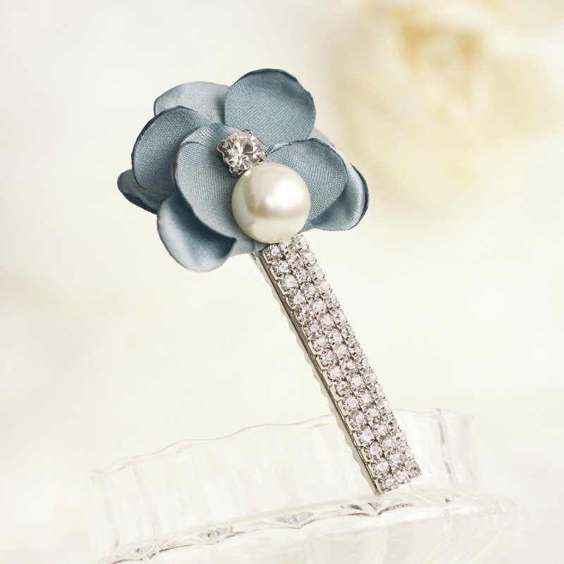 浪漫花瓣闪石发夹 - 发饰 - 其他材质 蓝色