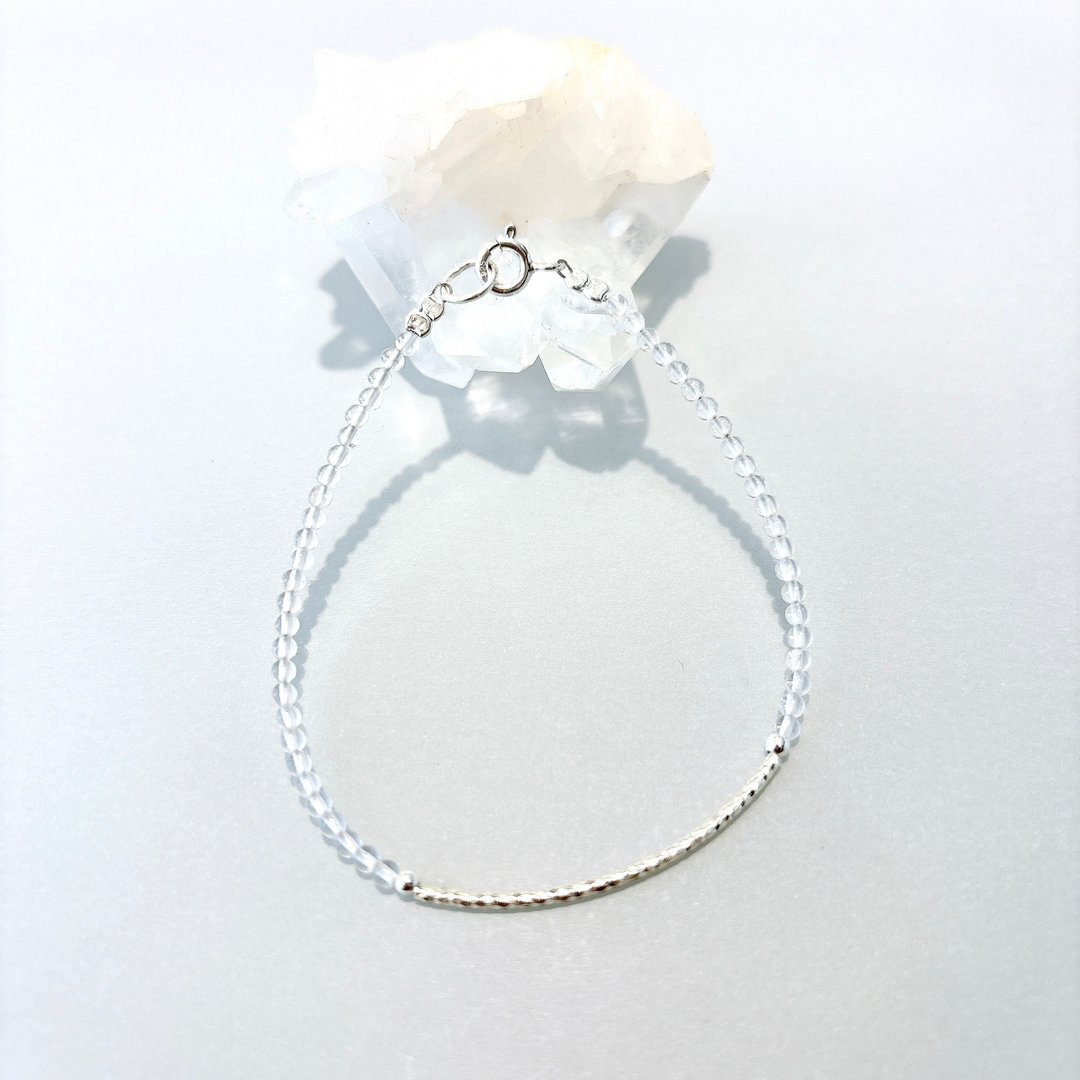 Ops Rock Crystal silver bracelet -白水晶/银管/简约/纯银/手链 - 手链/手环 - 银 透明