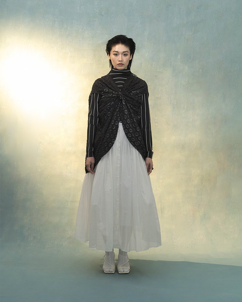 交叉互搭针织上衣 - 女装上衣 - 其他材质 黑色