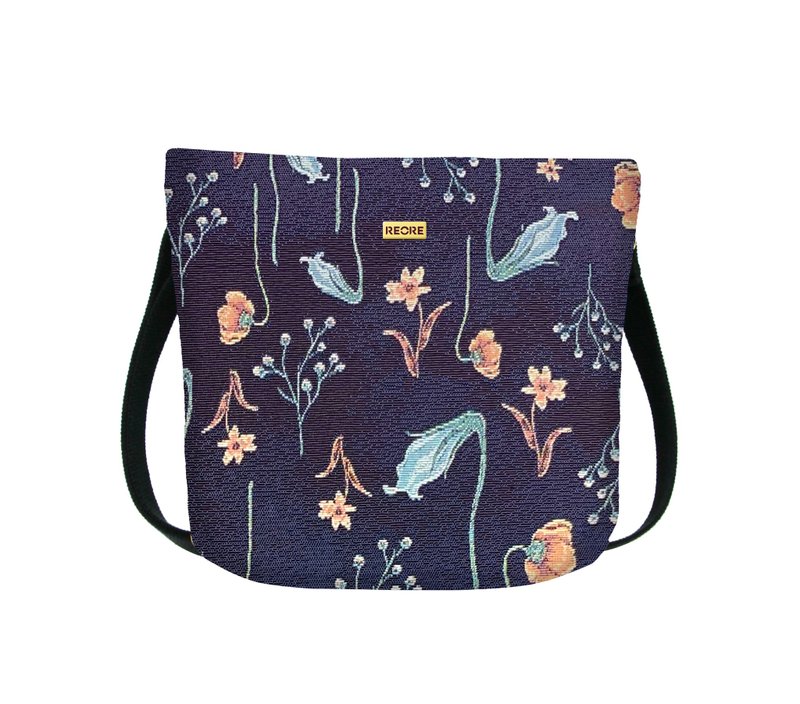 斜背包 防泼水 平织缇花 落花 安琪莉卡 - 侧背包/斜挎包 - 其他材质 蓝色