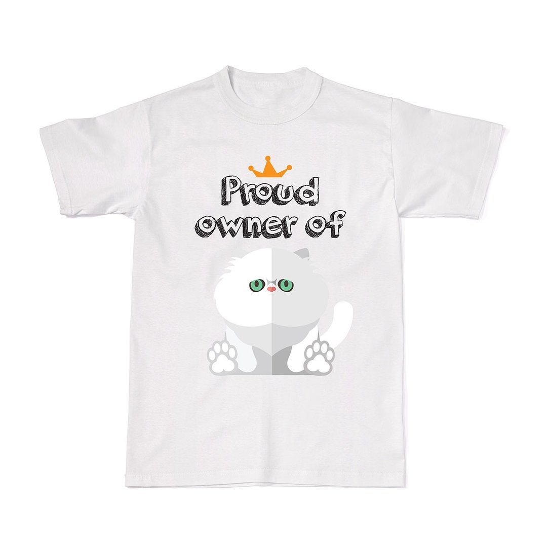 Proud Cat Owners Tees - Chincilla Cat - 女装 T 恤 - 棉．麻 白色