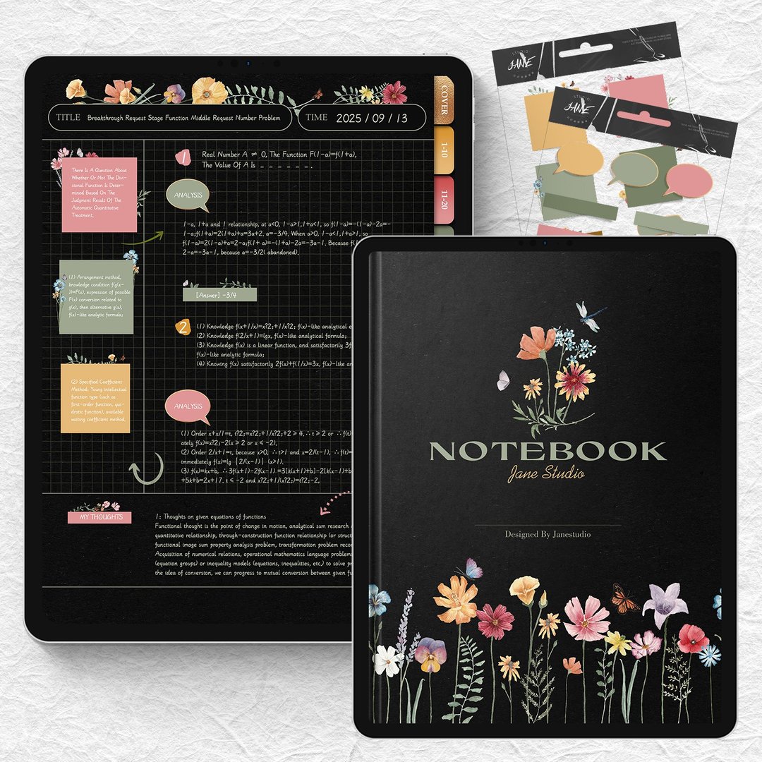 竖版深色款小清新数位笔记电子手帐笔记模板Goodnotes/notability - 电子手帐及素材 - 其他材质 
