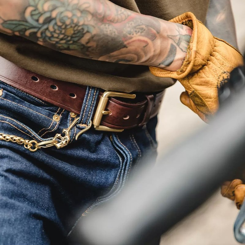 【免費刻英文】復古銅扣男士真皮皮带 整层牛皮腰带 休閒牛仔褲帶 - 皮带/腰带 - 真皮 