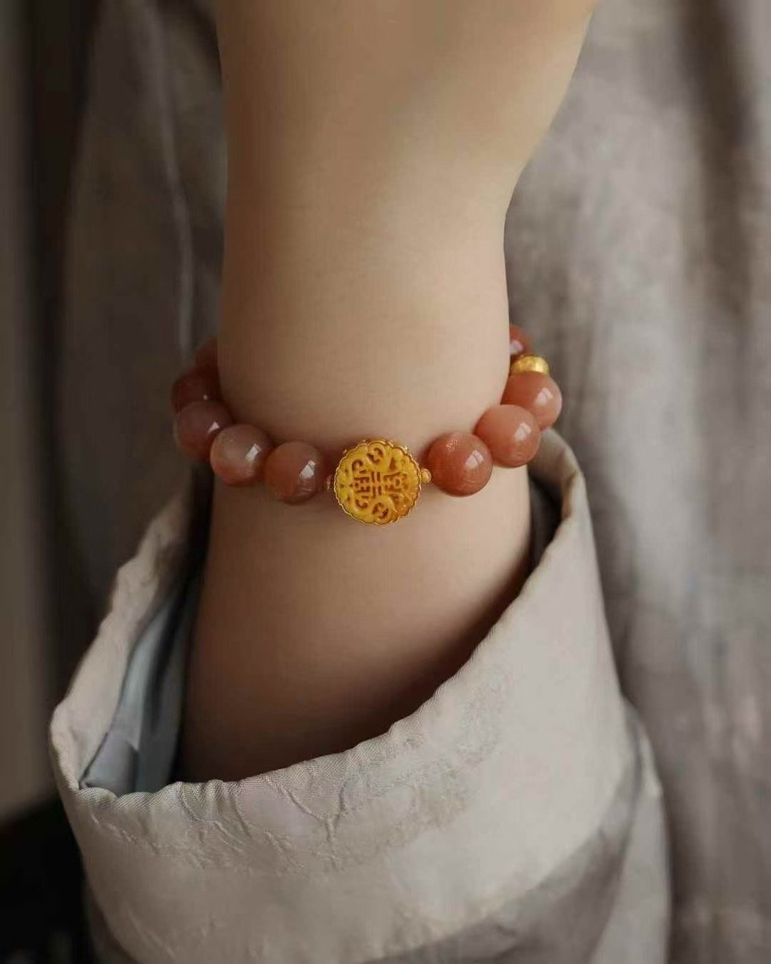 精品。天然太阳石 手链。Z-20250928-556 - 手链/手环 - 宝石 