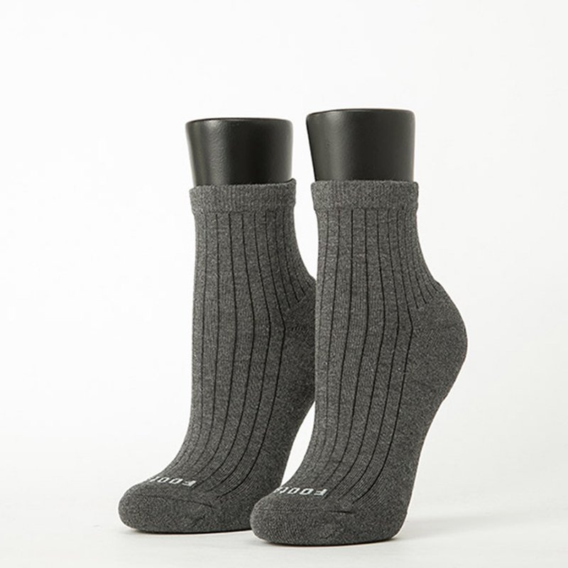 【FOOTER】复古直线条微分子薄袜-深灰(女袜/M) - 袜子 - 棉．麻 灰色