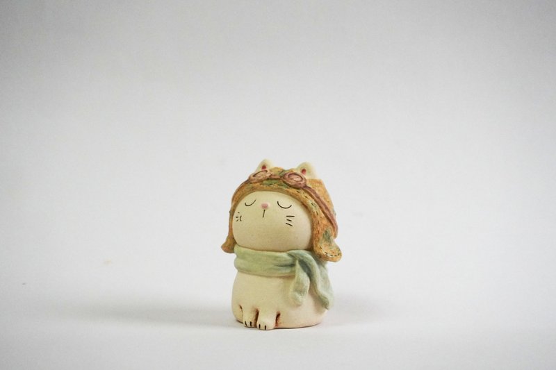 陶艺手作-小陶猫-飞行猫猫 - 花瓶/陶器 - 陶 