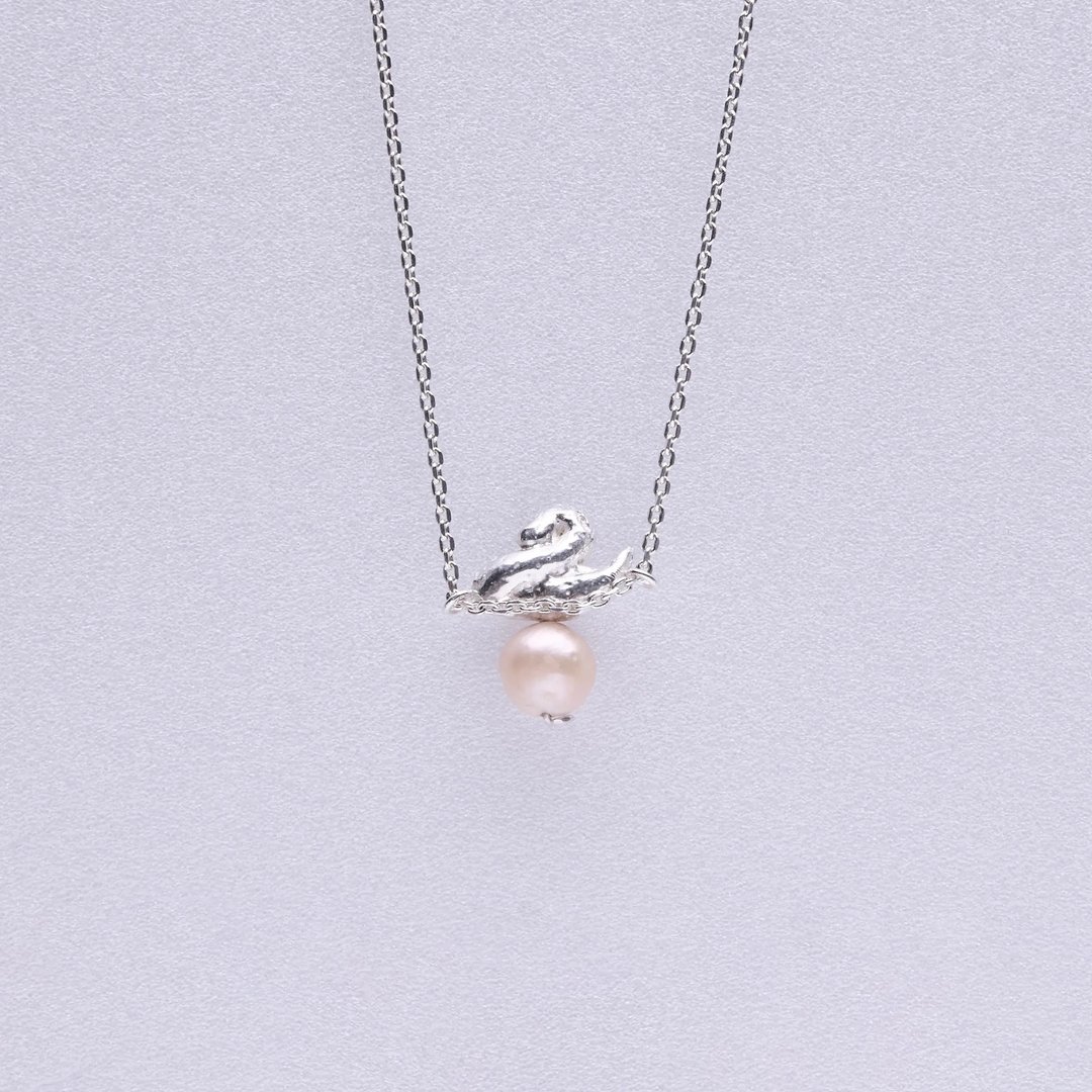 Swanwake necklace with pearl - 项链 - 纯银 