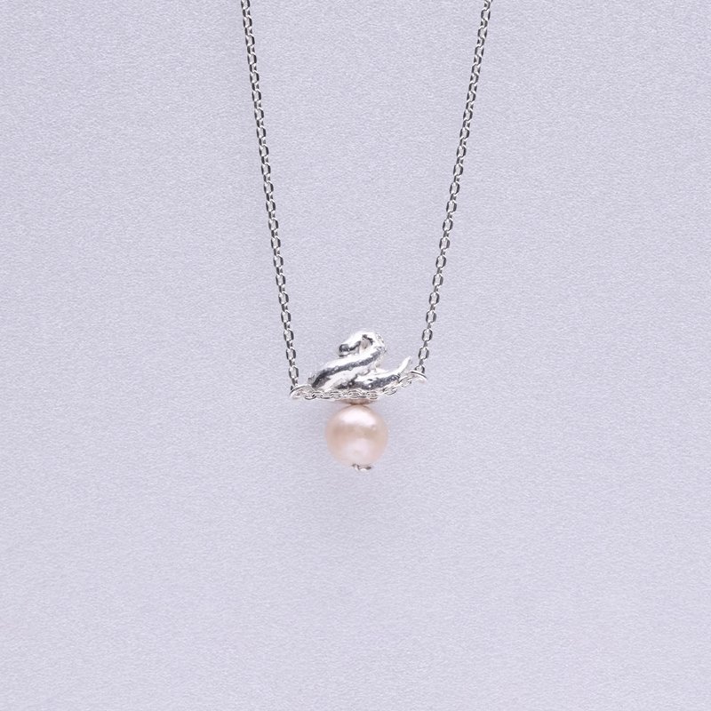 Swanwake necklace with pearl - 项链 - 纯银 
