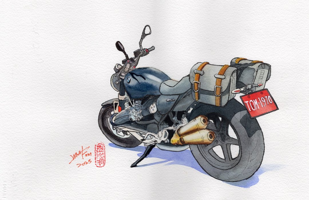 水彩画 My First Big Bike 36x27 cm - 海报/装饰画/版画 - 纸 