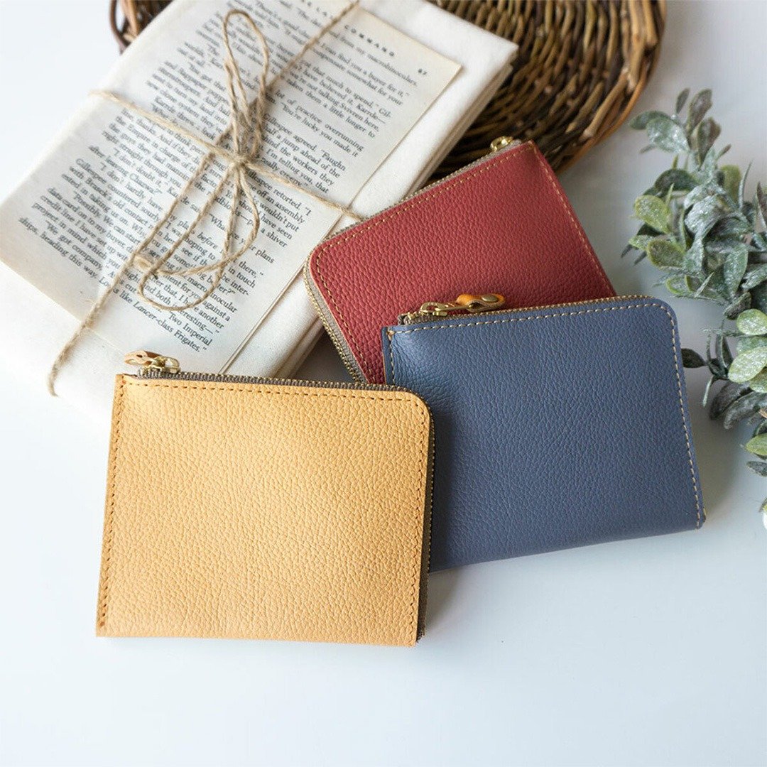 Coin Case [Shrink Leather Vivid] Compact Mini Wallet Genuine Leather Himeji Leather Mother's Day HS35K - 零钱包 - 真皮 多色