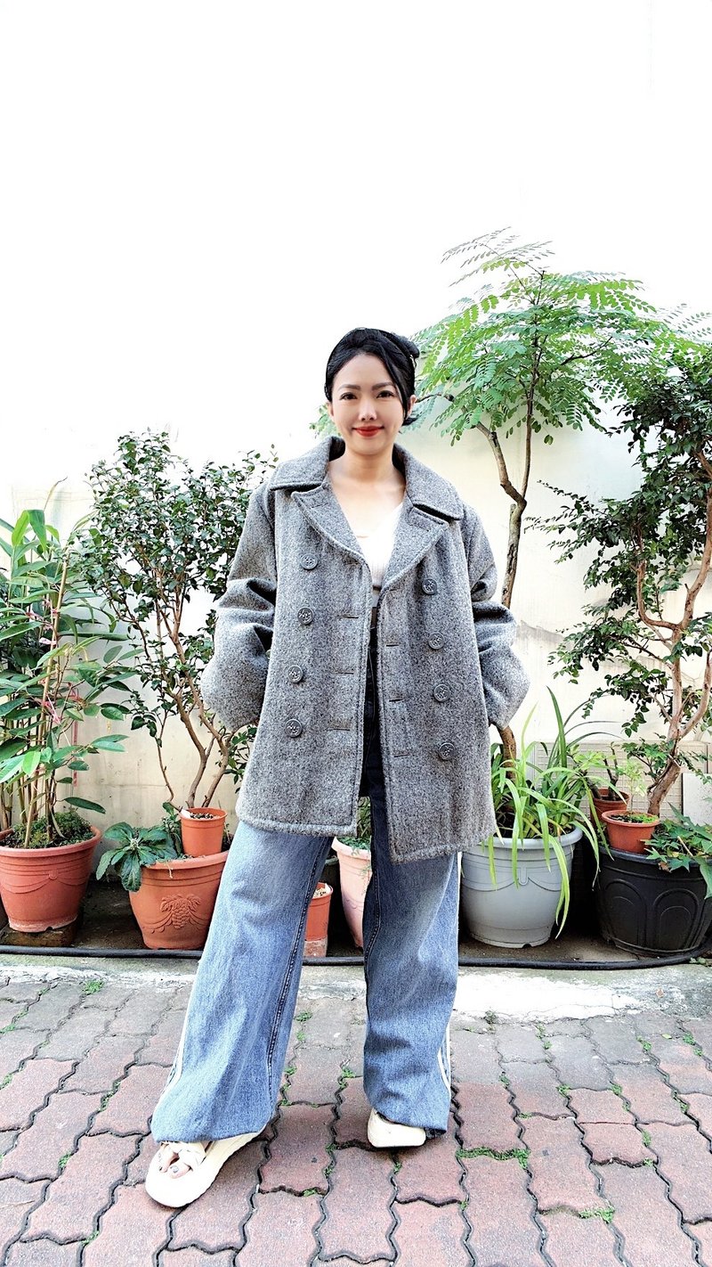 U.S. Schott 740N 浅灰色羊毛铺棉海军外套 大衣 - 男装外套 - 羊毛 灰色