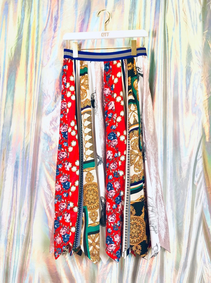 OTT独一无二•Unique Hippiesヒッピー华丽丝巾手绘印花Tie中长裙 - 裙子 - 其他材质 多色