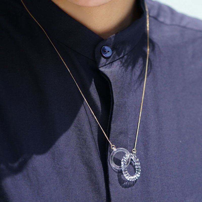 Hario 手工玻璃项链 - 链接 (HAA-RN-001N-NF) - 项链 - 玻璃 透明