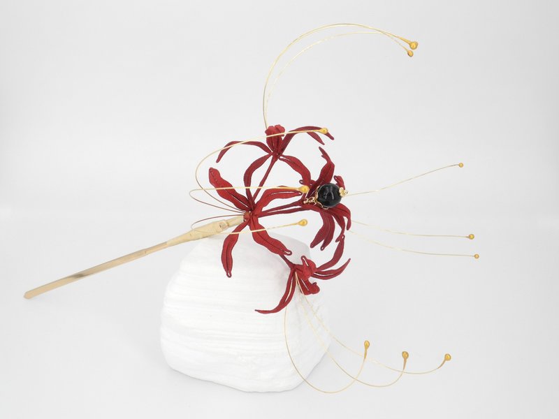 【余烬】彼岸花造型缠花发簪 发饰 红 - 发饰 - 绣线 红色