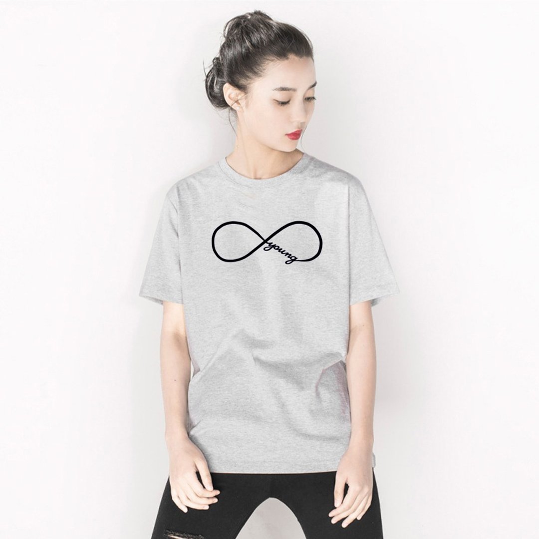 Forever Young infinity #2 男女短袖T恤 灰色 永远年轻 文青礼物 - 女装 T 恤 - 棉．麻 灰色