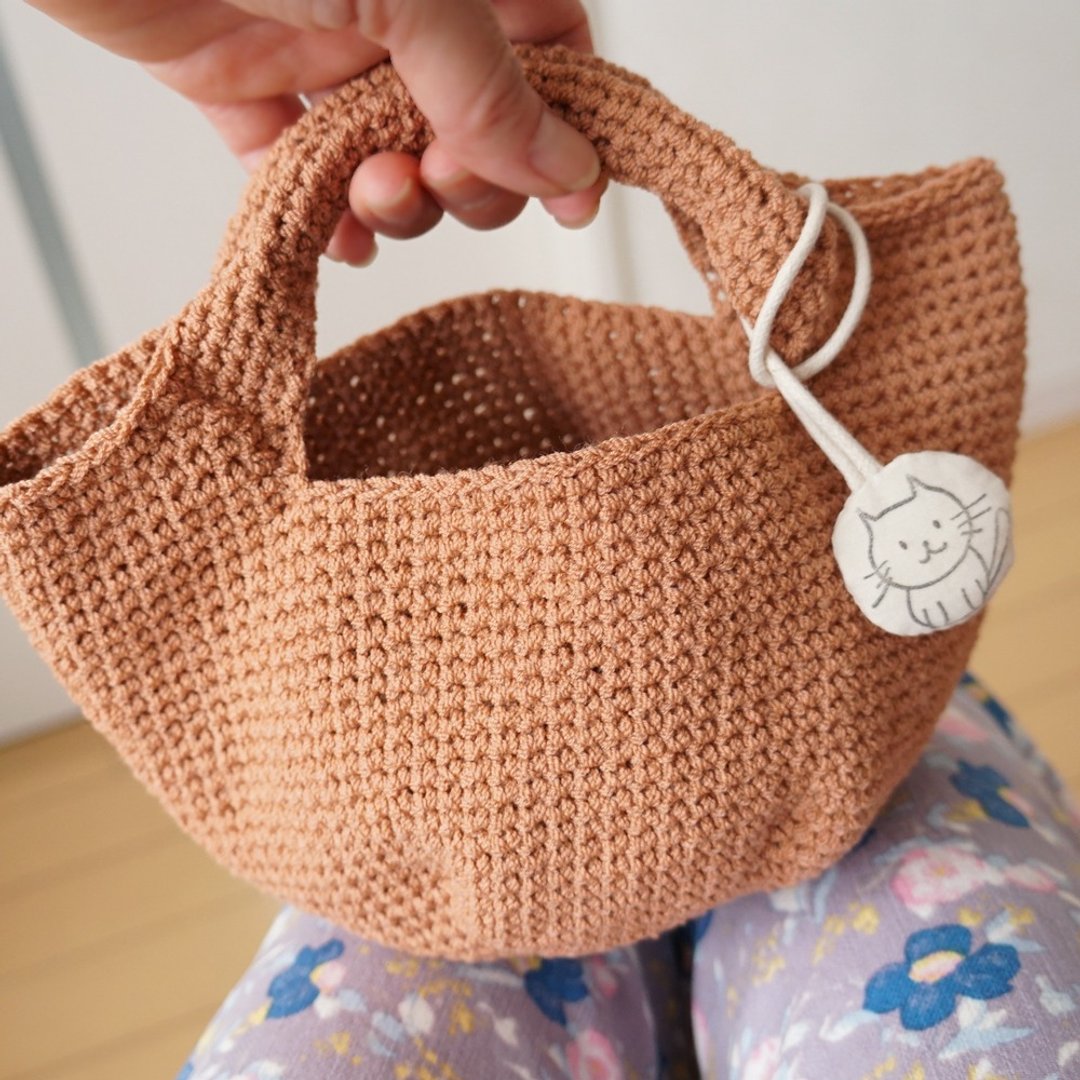 Ba-ba handmade Crochet bag  No.CSB40 - 手提包/手提袋 - 其他材质 咖啡色